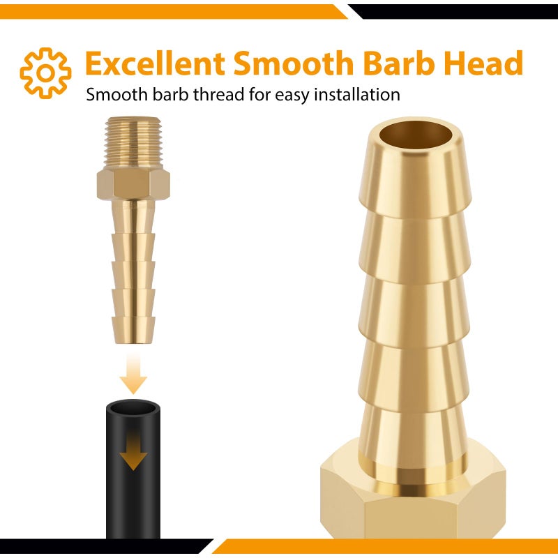 KOOTANS 4pcs Brass Hose Barb Fittings 1/4" Hose Barb to 1/8 NPT Male Thread Air Hose Fittings Brass Quick Coupler Air M Type Adapter Connector Fitting - Image 5